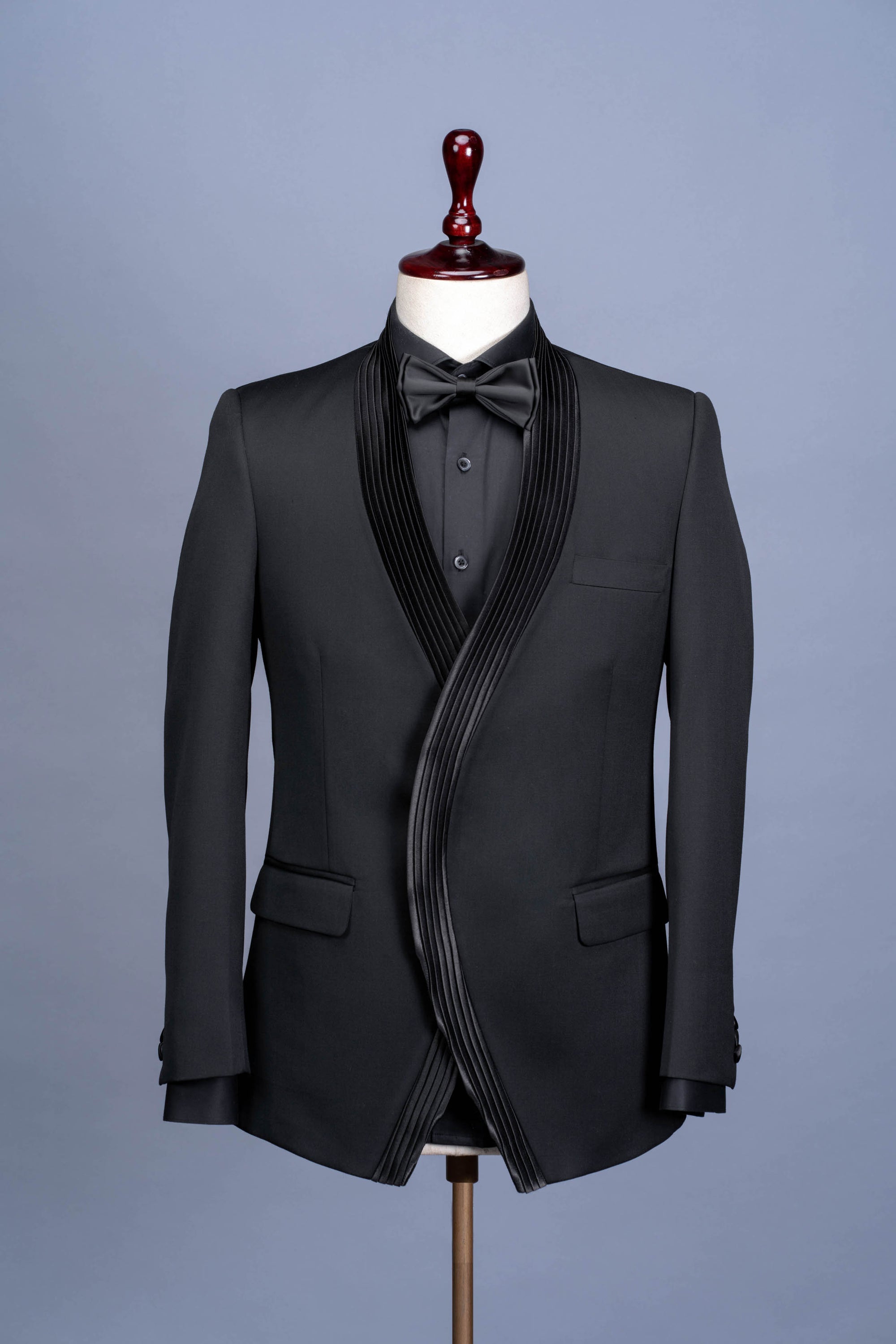 Concept Black Pleated Tuxedo Suit