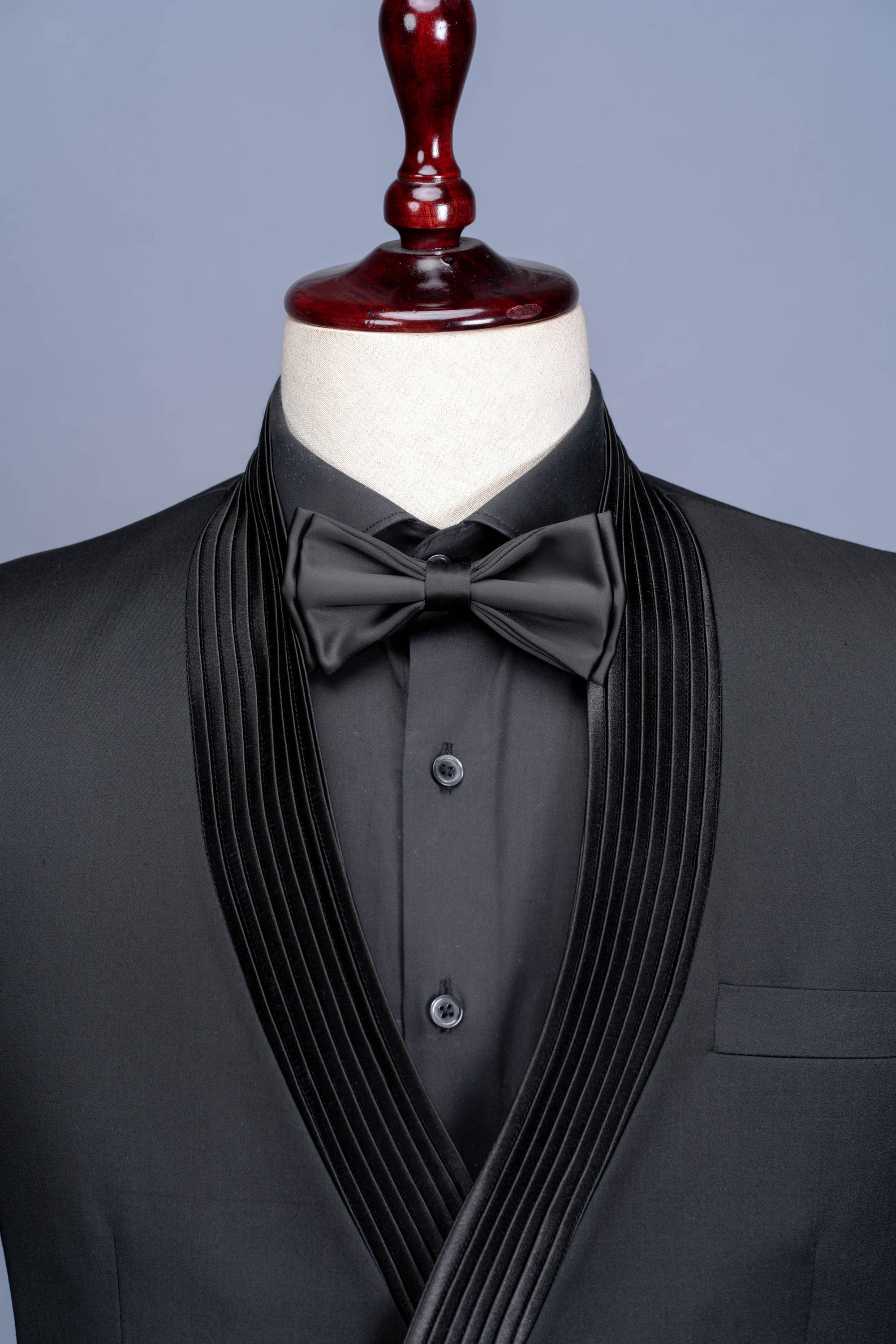 Concept Black Pleated Tuxedo Suit