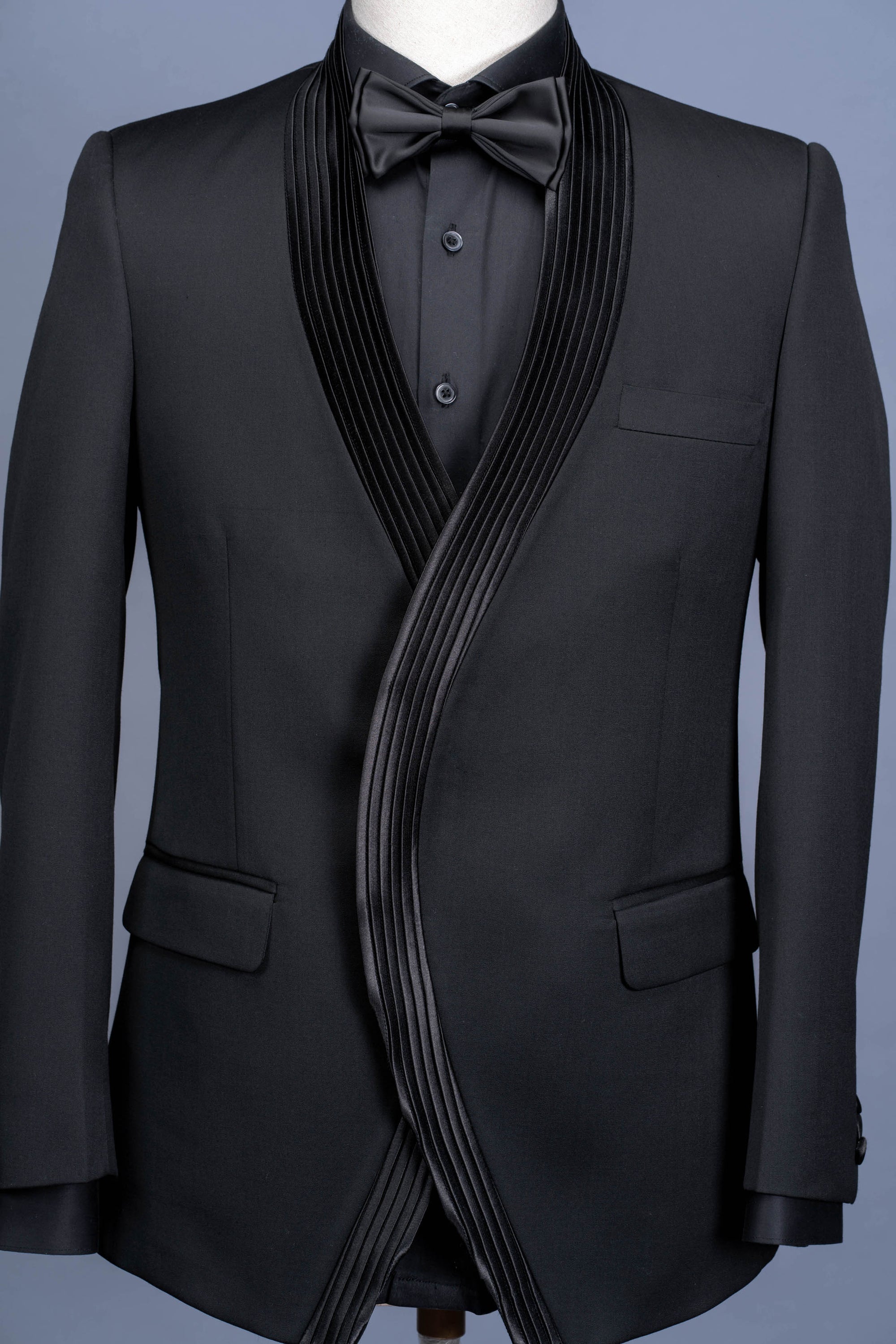Concept Black Pleated Tuxedo Suit