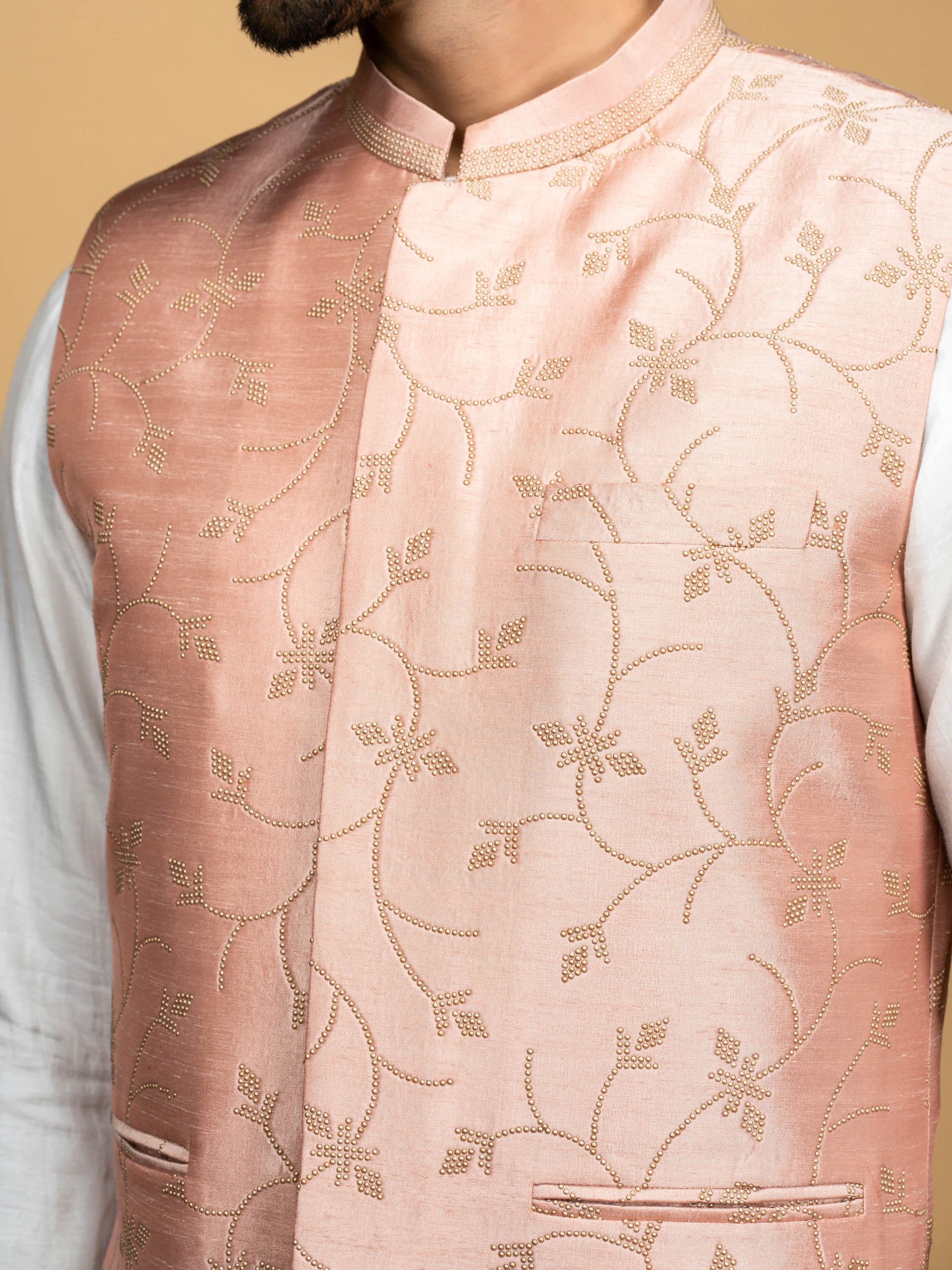 Pastel Pink Silk Bundi Jacket
