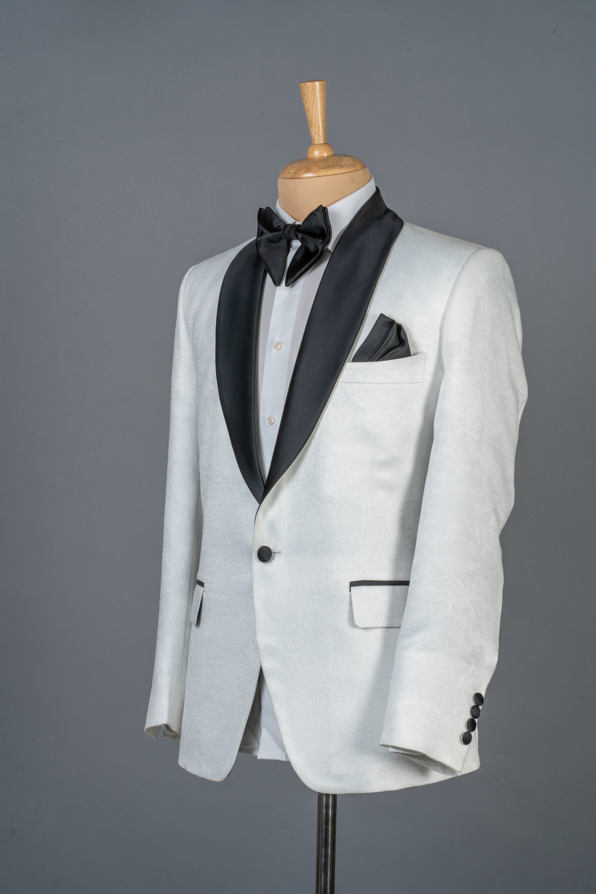 White Jacquard Tuxedo Suit