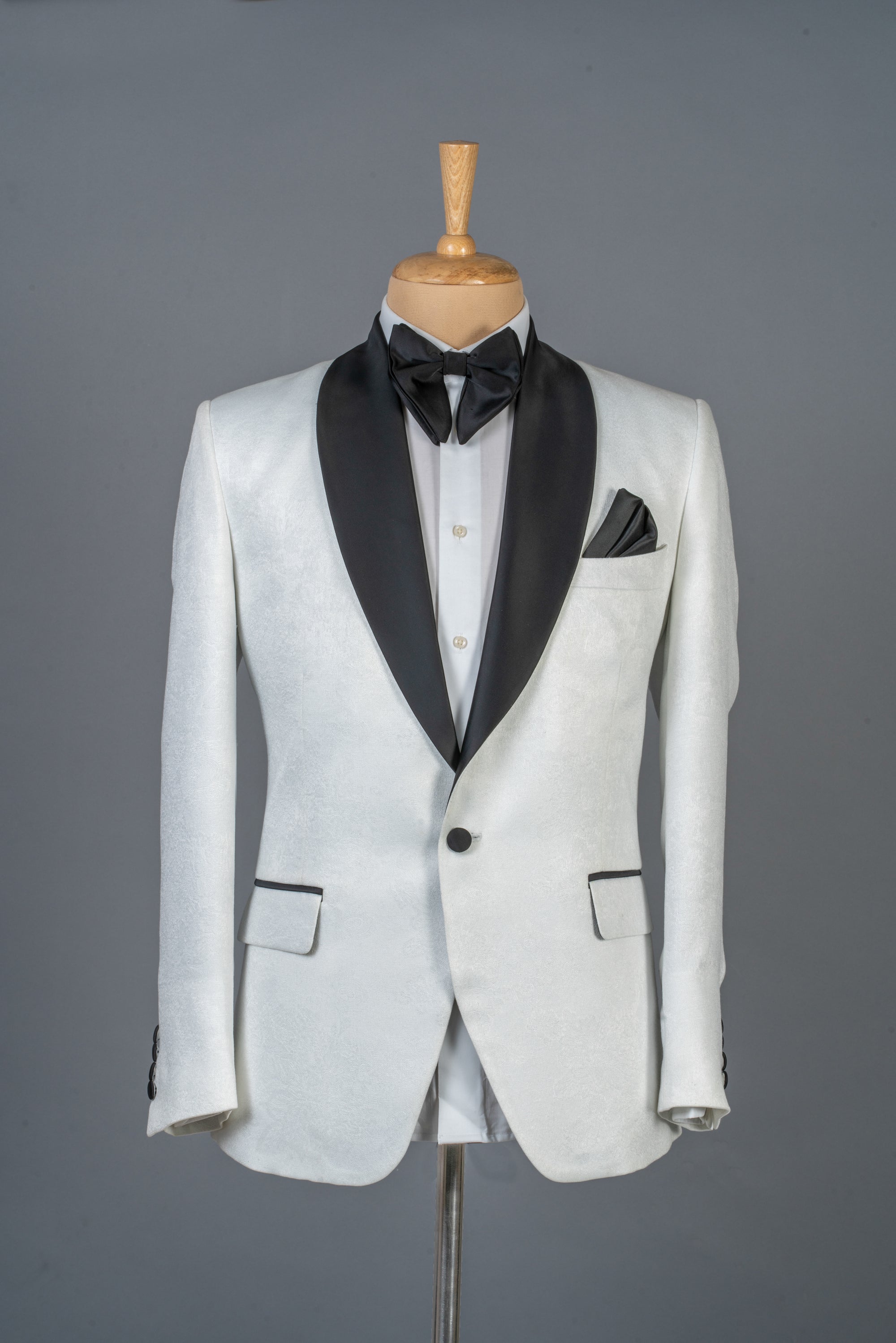 White Jacquard Tuxedo Suit