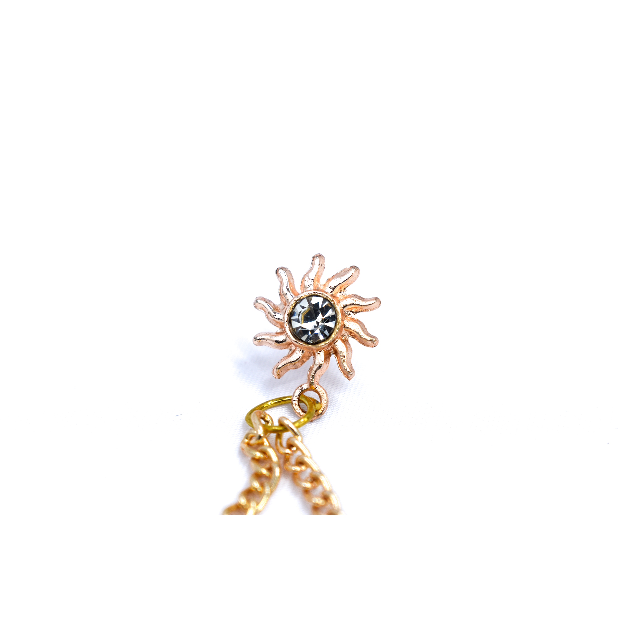 Golden Brass Blue Floral Brooch