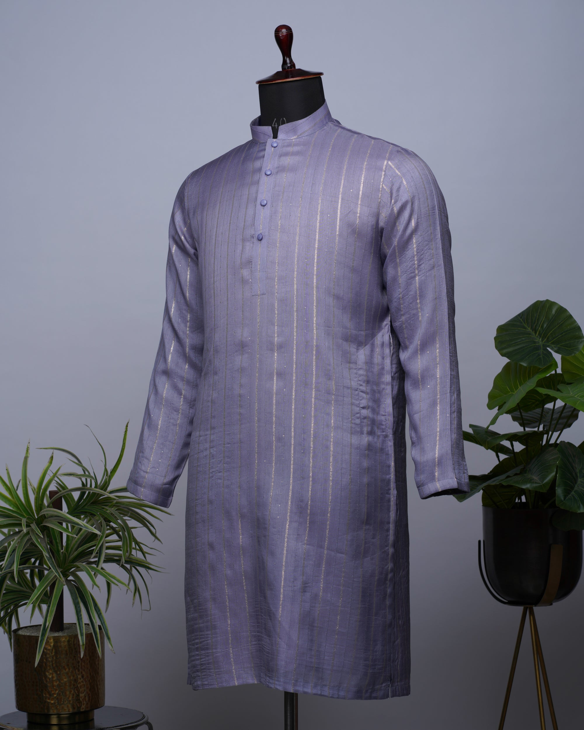 Purple Silk Kurta Set