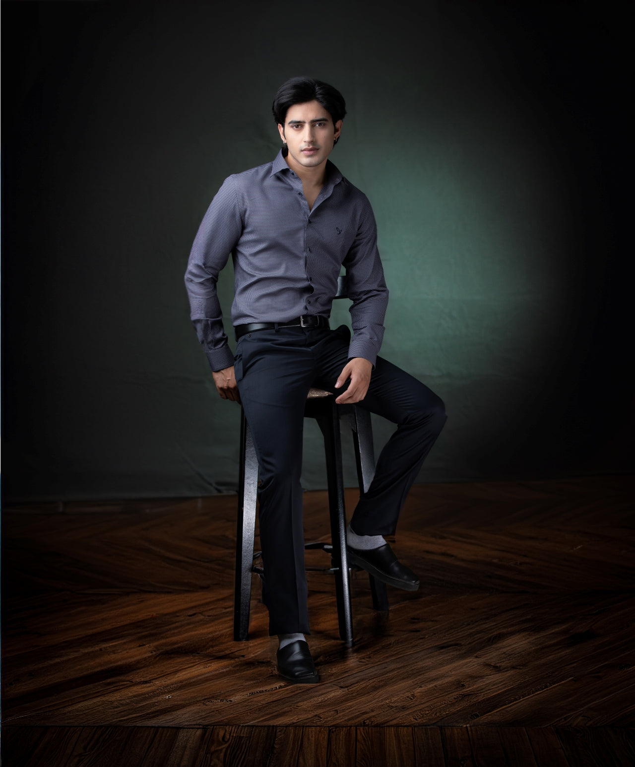Black and Grey Houndstooth Shirt