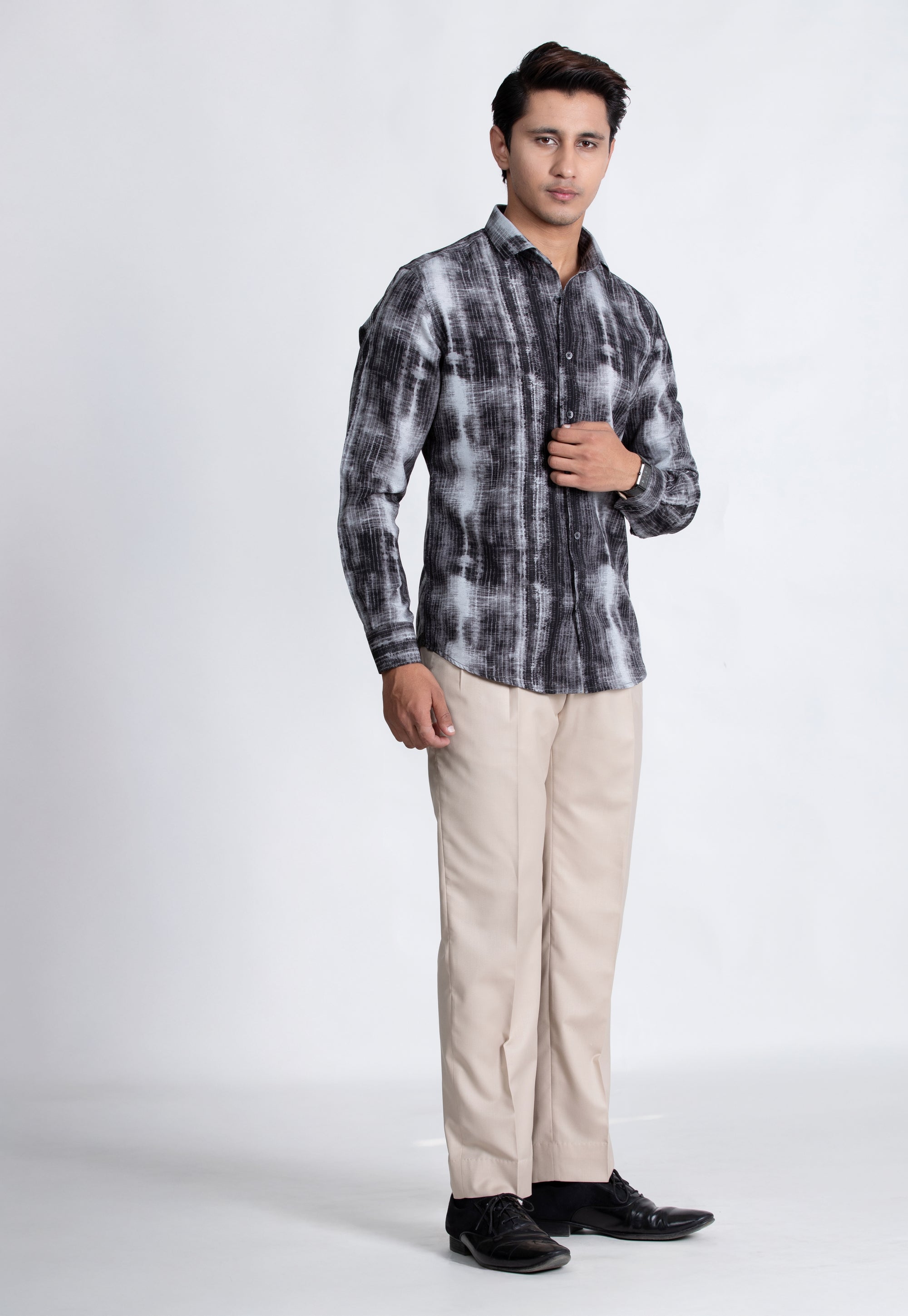Black &amp; Grey Abstract Printed Shirt