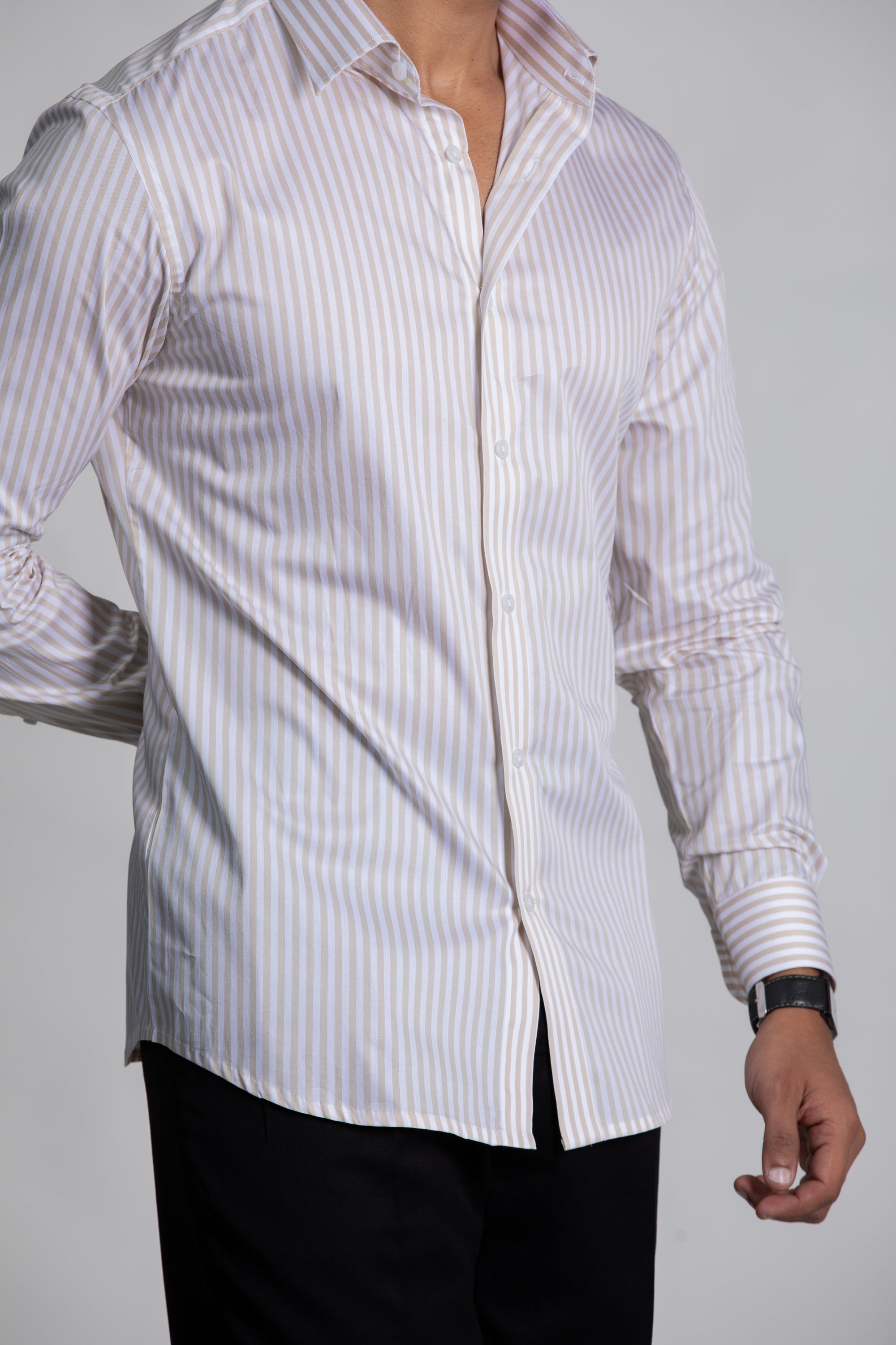 Beige Striped Shirt