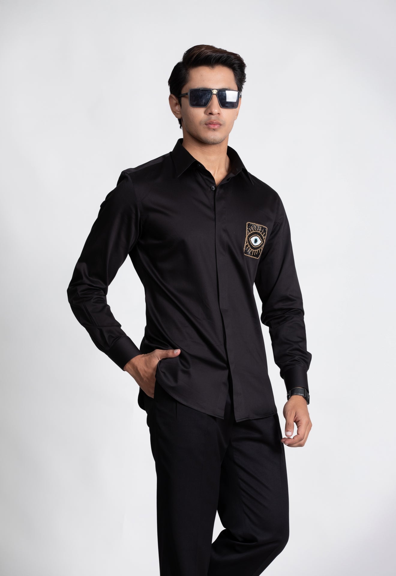 Black Shirt with Embroidery