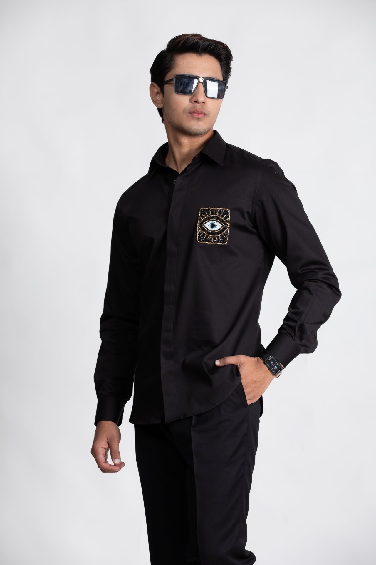 Black Shirt with Embroidery