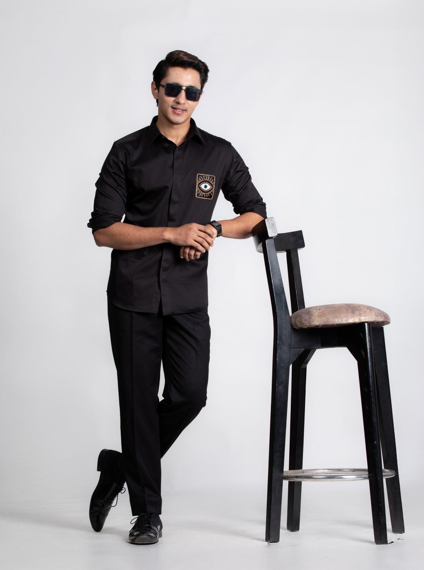 Black Shirt with Embroidery
