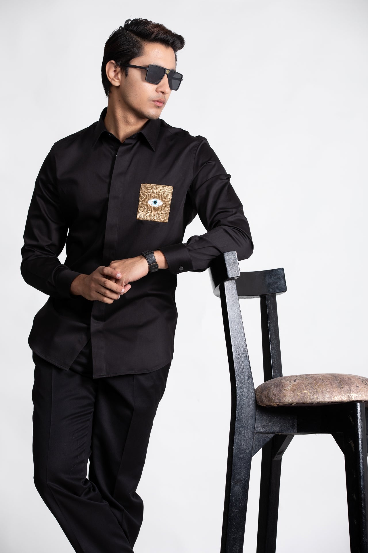 Black Shirt with Embroidery