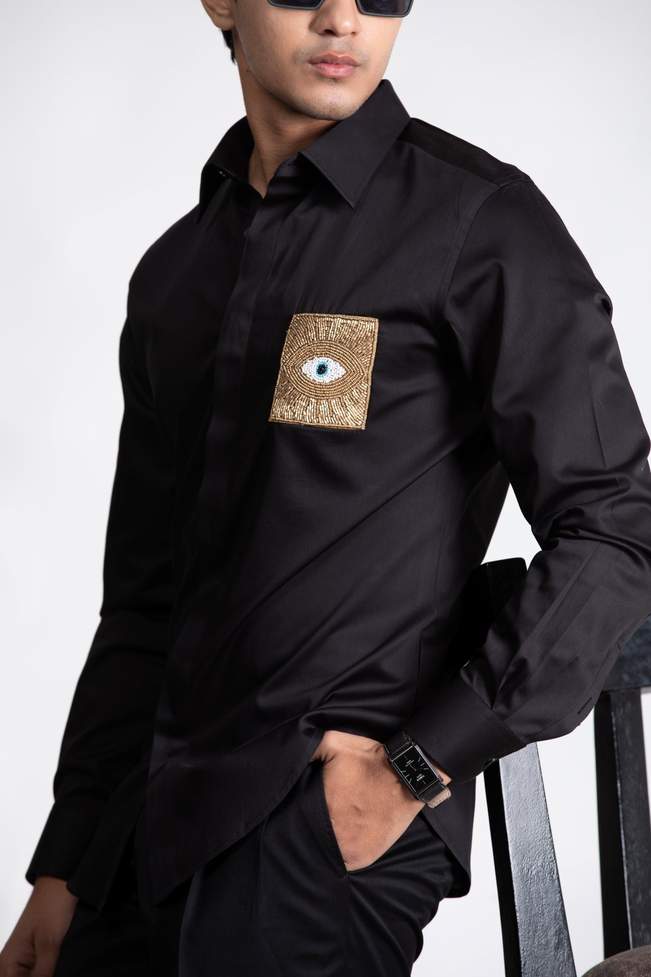 Black Shirt with Embroidery