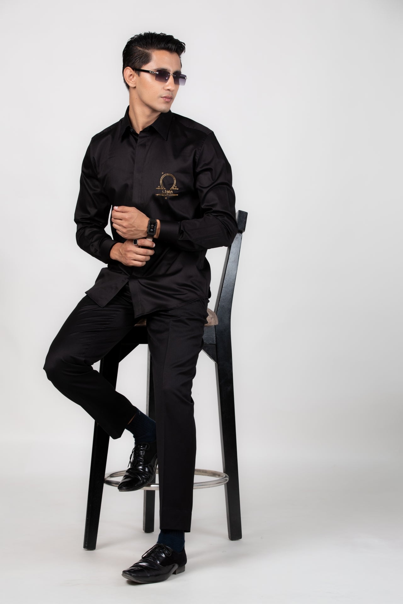 Libra Shirt (Sep 23 - Oct 22) - Hand Embroidered Black