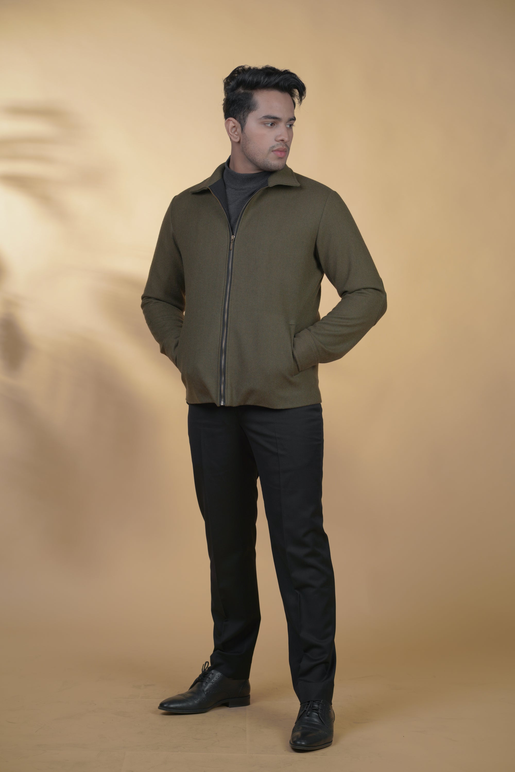 Mehandi Green Zipper Jacket