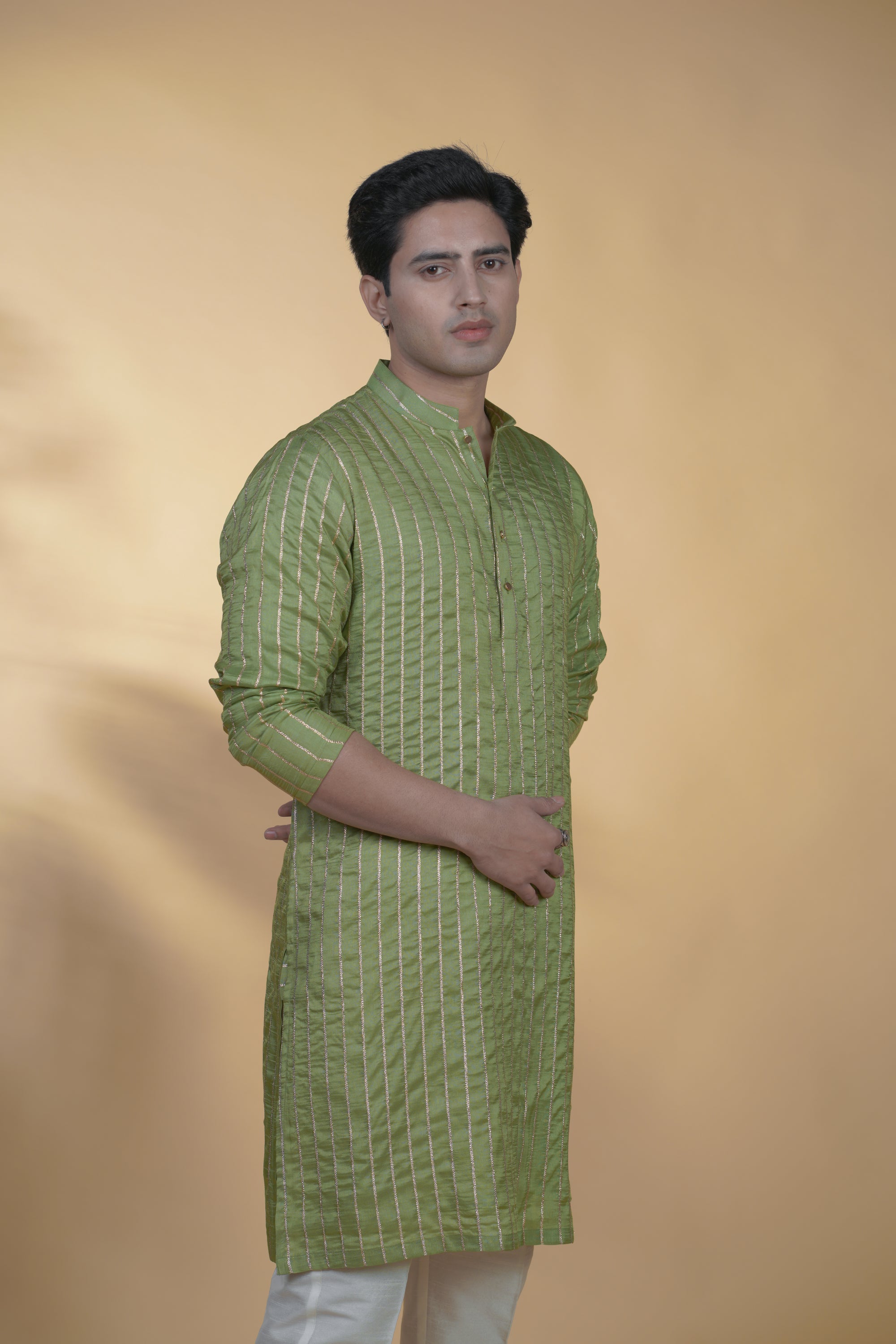 Green Silk Kurta Set