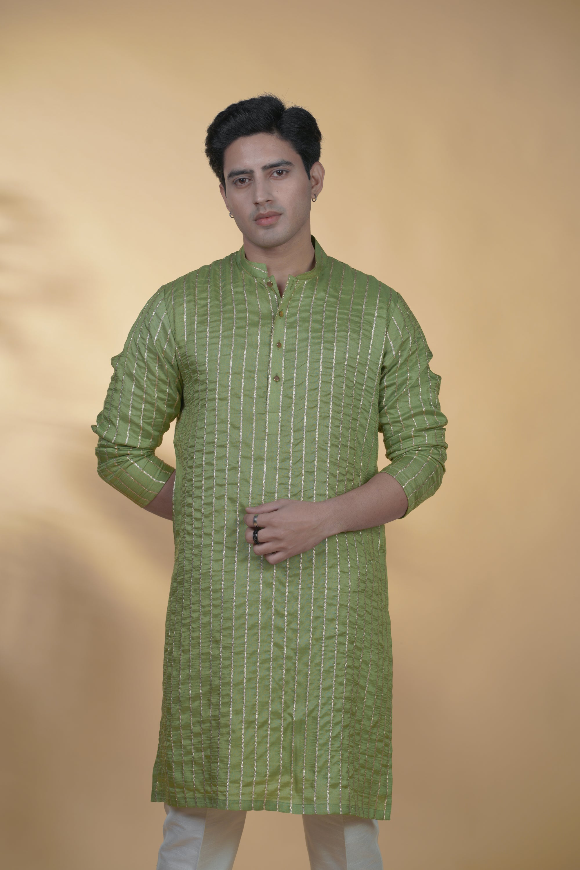 Green Silk Kurta Set