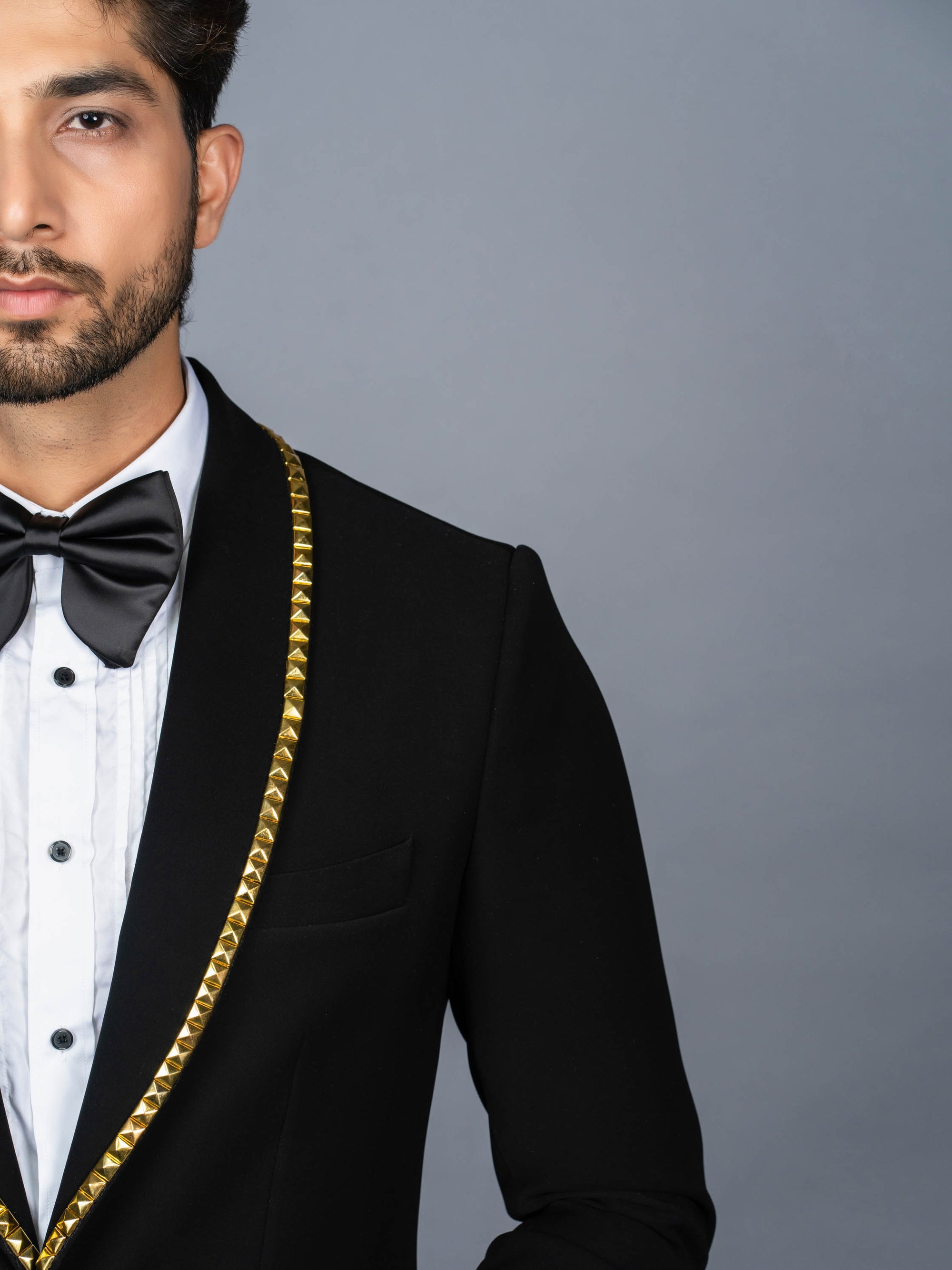 Concept Golden Metal Black Tuxedo Suit