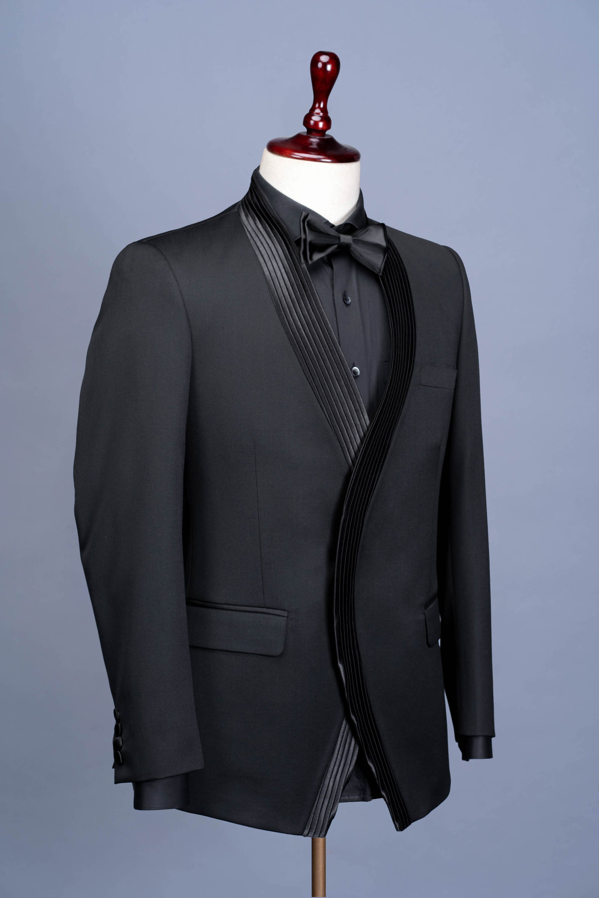 Concept Black Pleated Tuxedo Suit