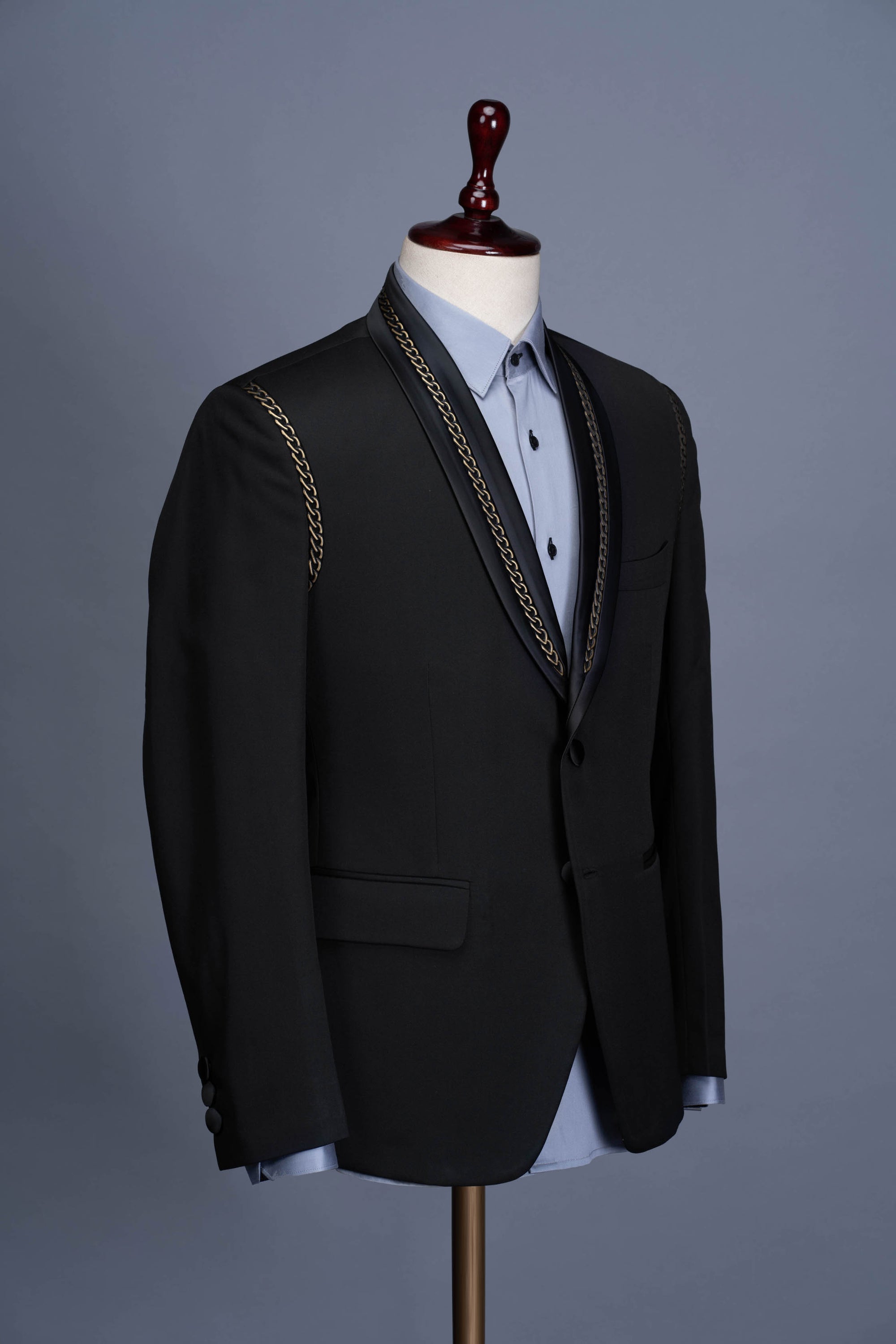 Concept Golden Chain Black Tuxedo Suit