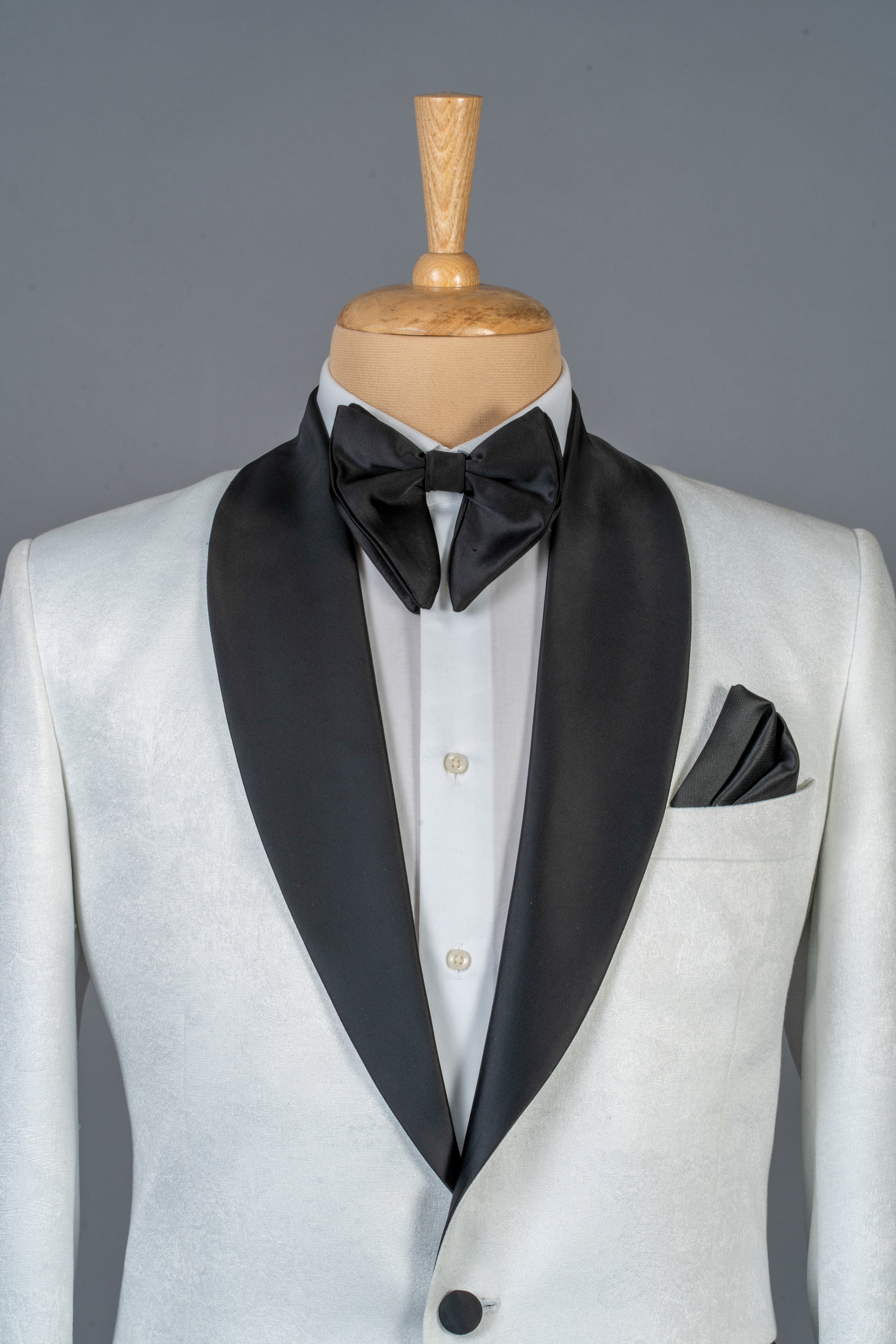White Jacquard Tuxedo Suit